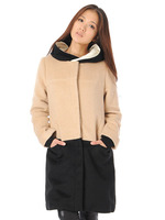 バイカラーノーカラーコート