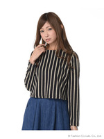 起毛ストライプコンパクトトップ