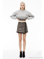 BI-COLORLEATHERWRAPSKIRT