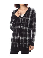 起毛チェックニットカーディガン