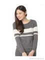 配色ライン入りショートプルオーバー