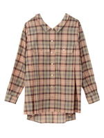 SACRA バックリボン付きチェックブラウス