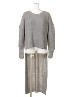 アシメロングリブニット