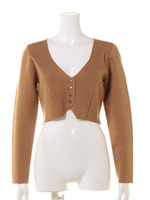 ノーカラーニットショートジャケット