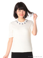 ビジューリブトップス