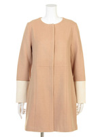 レザー配色切リ替エAラインコート