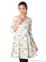 フラワープリントフレアワンピース