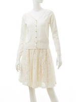 レース切替カーディガン