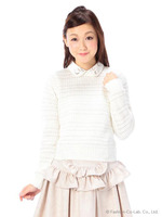 【LIZLISA】衿付モヘアボーダー調ニット