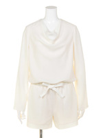 【BED&BREAKFAST】Soft Back Satin Short Jumpsuit