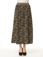 迷彩裏毛ロングスカート