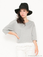 2WAYドロップショルダーストライプトップス