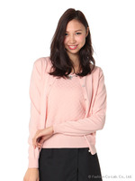 袖シフォントップス×ビジューボタンカーディガン