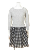 編み上げギンガムドッキングワンピース