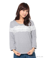 うら毛ヨークレースT7分袖