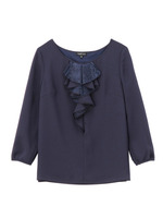 [L]レースミックスラッフルフリルブラウス