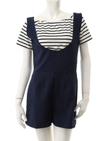 【ECURY】ボーダートップス×ハイウエストコンビネゾンセット