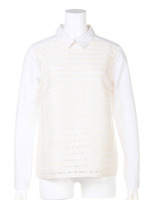 シャンブレー×レースブラウス