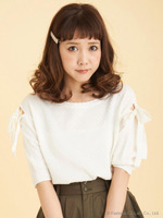 袖リボンニットプルオーバー