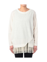 変形ドロップショルダーニットソー+チュールタンクトップ