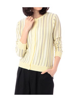 ストライプ丸首ニットカーディガン