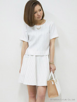 セットアップストライプサーキュラースカート