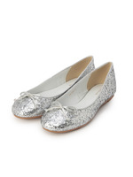 リボン付きグリッターパンプス