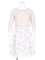 ゆるニット×パステルフラワーワンピSET