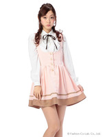 【Tralala】バイカラー花レースジャンスカ