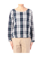 チェック柄コットンスモッグブラウス