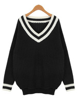 ライン入りリブニットチュニック