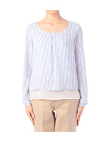 レイヤード風プリントシフォンブラウス