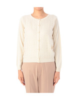 格子柄切り替えニットカーディガン