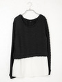 重ね着風ケーブルニットソーTOPS