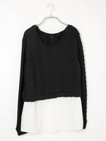 重ね着風ケーブルニットソーTOPS