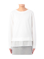 裏毛裾レーススウェット