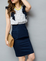 チェック×デニムワンピ