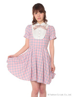 衿付きチェックワンピース