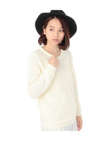 編み柄ニットプルオーバー