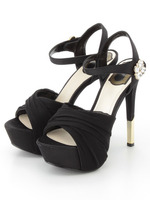 【R&E】ビジューボタンシフォンサンダル