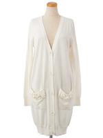 ポケットフリルロングカーデ