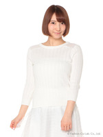 肩シフォンケーブルカラーニット