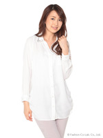 ジョーゼット装飾衿シャツチュニック