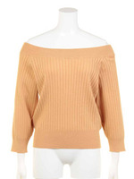 12Gリブオフショルダープルオーバー/ベージュ