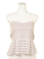 2ピッチボーダーショートペプラムTOPS/グレー