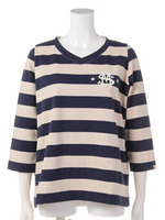 BORDER EMBROIDERY TOP/レッド