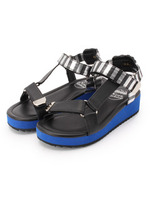 Ever spring メタルボーダーベルトサンダル/ブラック系(106)