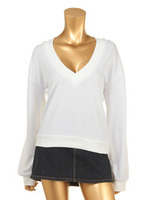 Vネック裏毛フードPO/WH