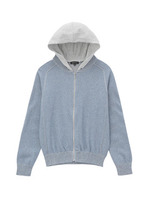 [L]2WAYフード付きジップカーディガン/ブルー(492)