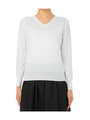 [L]Vネックシルクコットンニット/ホワイト(001)
